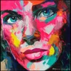 Francoise Nielly Palette Knivintryck Hem Konstverk Modern Porträtt Handgjord oljemålning på Canvas ConveX Texture Face204