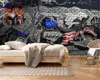 3D-Home-Tapete, cooles Retro-Motorrad, Innen-TV-Hintergrund, Wanddekoration, Wandbild