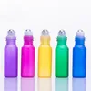 Colorful Mini 5ml Roll on Glass Bottle for Essential Oil Frosted Empty Aromatherapy Perfume Bottles Refillable Sample Vial with Metal Ball