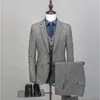 2019 Nya Bröllop Tuxedos Mäns Vintage Wedding Suit 3 Pieces Tweed Fleck 2 Knapp Ullgrå Skräddarsydd Fit Groom Wear Jacket Pants Vest