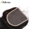 Indian Lace Closure Hair Extensions 8-24 Natural Color 4x4 Human Hair Top Closures Body Wave Wavy Bellahair 8A