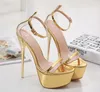 Hot Sale-16cm Sexy bridal wedding shoes gold heels woman designer high heel sandals shoes prom gowmn dress shoes size 34 to 40