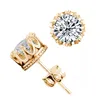 Orecchini a colori in oro della corona di moda all'ingrosso Donne Brincos de Prata Men CZ Crystal Jewerly Double Stud Ouring