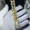 Handmade Male Hiphop bracelet Yellow Gold Filled Micro Pave 5A Cz Party Anniversary bracelets for Men Rock Jewerly