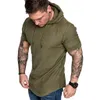 QNPQYX New Summer T Shirt Short Sleve Hooded T Shirt Men Solid Color Fashion Hoodie Top Male Slim Fit Tee Tops Camisa Masculina Dropshipping