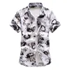 Herenkleding Turndown Collar Knoppen Casual Print Hawaiiaanse korte mouwen Shirt Top Plus Size Mannelijke Strand Vakantie Slim Overhemden # 13