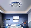 Детская комната Потолочный вентилятор световые потолочные вентиляторы освещения удалить управление невидимым вентилятором дома светодиодные лампы освещение синий руль потолок вентилятор lyyy