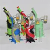 Silicone Barrel Rigs Mini Silicone Rigs Dab Jar Bongs Silicon Oil Drum Rigs avec double paroi quartz thermochromique clous banger pipes