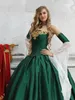 Korse Rönesans Zümrüt Gelinlik Modelleri Son Moda Straplez Uzun Kollu Artı boyutu Victoria Abiye Lace Up Kraliçe quinceanera elbiseler