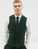 Tweed verde escuro homens smoking de casamento 3 peças de dois botões noivo desgaste Formal Prom Designer Blazer ternos (Jacket + colete + calça)