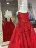 Abito da prima comunione per bambina 2019 Famoso designer A Line Spaghetti Blush Red Avory Kid Pageant Gown Abito lungo da ragazza di fiori in pizzo