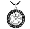 QQ7 Nordic Symbol Talisman Pendant Men Retro Nordic Viking Compass Double Necklace2074