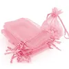 100pcs 7x9 9x12 10x15 13x18cm Pink Organza Wrap Wrap Torby Opakowanie biżuterii Dekoracja przyjęcia Dekoracja Prezentacja Prezentacja Prezentacja 552562565