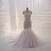lace backless beaded mermaid bröllopsklänningar