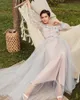 Julie Vino 2020 robes de soirée bijou dentelle appliques manches longues robes de bal à lacets dos longueur une ligne robe d'occasion spéciale