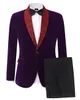 Mode Velveteen Groom Tuxedos Châle Revers Garçons D'honneur Hommes Robe De Mariée Homme Veste Blazer Dîner De Bal 2 Pièce Costume (Veste + Pantalon + Cravate) A62