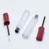 Conteneurs de baume à lèvres vides de tube de brillant à lèvres transparent de 3,8 ml avec couvercle noir / rouge pour échantillons de rouge à lèvres