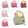 Striped Lunch Bag Protable Thermal Insulated Bento Lunch Pouch Tote Cooler Zipper Bags Outdoor Food Savers Storage Containers GGA3240-3