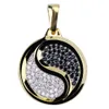 Nieuwe mode 18k goud en wit vergulde tai chi symbool ronde hanger ketting iced out cz zirconia sieraden geschenken voor mannen en vrouwen