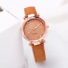 Mulheres casuais românticas Sky Sky Wrist Watch Leather Rhinestone Designer Ladies Clock Dress Simple Gfit Montre Femme5672736