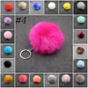 Imitera kanin pom pom bil keychain handväska nyckel ring päls boll nyckelkedjor ringar 3,15 tum härlig ryggsäck plånbok nyckelfob