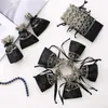 Black Flower Lace Gift Bag Travle Jewelry Storage Bags Europe Style Polyester Drawstring Pouches Wholesale