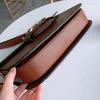 New Luxury Retro Saddle Handbag Insert Buckle Genuine Leather Designer Bag Shoulder Messenger Bag Flap Crossbody Bag 26cm Shoulder Handbag