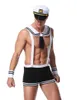 Traje MOONIGHT Novos Homens Sexy Traje de Marinheiro Quente Erótico Sexy Slim Fit Marinheiro Uniforme Carnaval Festival Halloween Trajes Masculinos