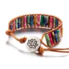 Chakra Bracelets Regalite Natural Stones Handmade Leather Wrap Couple Yoga Jewelry