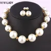 Vivilady Fashion Biżuteria Zestawy biżuterii imitacja Pearl Crystal Naszyjnik 2PCS/Set Kobiety Darmowa wysyłka Bijoux Akcesoria Prezent