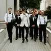 Rose hommes costumes pour mariage marié Tuxedos été garçons d'honneur Blazer Mariage fête 2 pièces blanc pantalon Costume Homme décontracté Trajes d336E