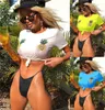 Fashion-Hot Pineapple Drukuj Połowa Rękaw Swim Garnitury Lato Sexy Kolorowe Sportowe Stroje Kąpielowe Moda Kobiety Odzież do kąpieli