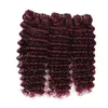 Wine Red Brazilian Human Hair Deep Wave Weave Bundles with Frontal #99J Burgundy Deep Wave Human Hair Lace Frontal Closure 13x4 with Bundles