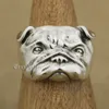 Groothandel-925 Sterling Zilver Leuke Shar Pei Charms Hondenring TA33 US Maat 7 tot 15