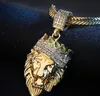 Gorące męskie biżuteria bioder mrożona 18 -karatowa złota moda Bling Lion Headant Wisel Men Naszyjnik Złoto wypełnione prezentem/prezentem GB1512