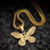 Ied Out Butterfly Pendentif Colliers Hommes Femmes Designer De Luxe Mens Bling Diamant Pendentifs Animaux En Acier Inoxydable Hip Hop Bijoux L8221886