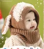 Chapeau et écharpe d'hiver pour bébé, avec oreilles de chien tricotées au Crochet, casquettes pour bébés garçons et filles, nouvelle mode pour enfants, cache-cou 2 en 1