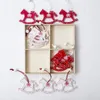 Blanc rouge arbre de noël ornement en bois suspendus pendentifs ange neige cloche wapiti étoile décorations de noël pour la maison 12 pièces/ensemble