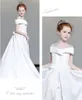 Zarif Siyah Beyaz Kırmızı Saten Kızın Pageant Elbiseler Çiçek Kız Elbise Prenses Parti Elbiseler Çocuk Etek Custom Made 2-14 H317473