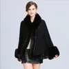 Femme solide plaine fausse fourrure de renard Cape Poncho Cardigan tricot dame châle étole enveloppes pull #4146