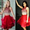 Bling Bling 2 pièces robes de bal 2019 vente chaude Bateau jupe à volants Tulle perlé paillettes robe de bal courte robe de graduation Juniors