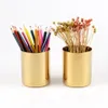 400ml Nordic style brass gold vase Stainless Steel Cylinder Pen Holder for Desk Organizers and Stand Multi Use Pencil Pot Holder Cup LIN4855