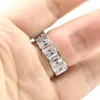 Drop Shipping Top Selling Deluxe Jewelry Real 925 Sterling Silver T Shape White Topaz CZ Diamond Women Wedding Band Ring for Lovers' Gift