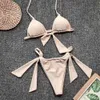 Neongrön knuten bikini kvinnliga baddräkt kvinnor badkläder tvåstycken bikini set bather halter baddräkt badkläder v1296