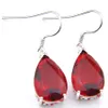 Grande promozione stile vintage goccia d'acqua rosso granato gemme tono argento deco zircone rosso donne regalo di festa orecchini