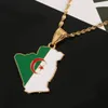 Algeria Map Pendant Necklace Chain 24K Yellow Gold Color Jewelry Algerians Women Girl African