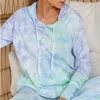 2020 Hooded Tracksuit Tie Dyed 2 Piece Set Long Sleeve Hoodies Top Women Sweatpants Jogger Suit Sport Outfits Oversize Sweatsuit