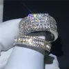 Choucong Luxury Promise Ring Set Princess Cut Diamond 925 Sterling Silver Engagement Bröllop Band Ringar För Kvinnor Män Present