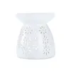 White Ceramic Hollow Flower Essential Oil Burner Fragrance Lamps Aromatherapy Tea Light Holder for Yoga Spa Home Office