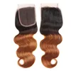 Cheveux vierges brésiliens 2 paquets avec fermeture en dentelle 4X4 1B30 vague de corps 3 pièces 1b 30 Extensions de cheveux humains Ombre 2680222